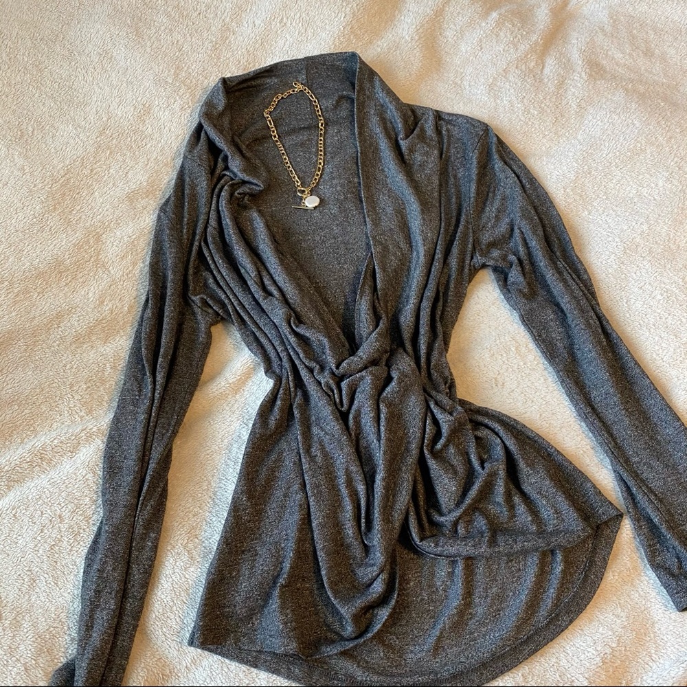 Twisted Front Gray Top - Picture 1 of 4